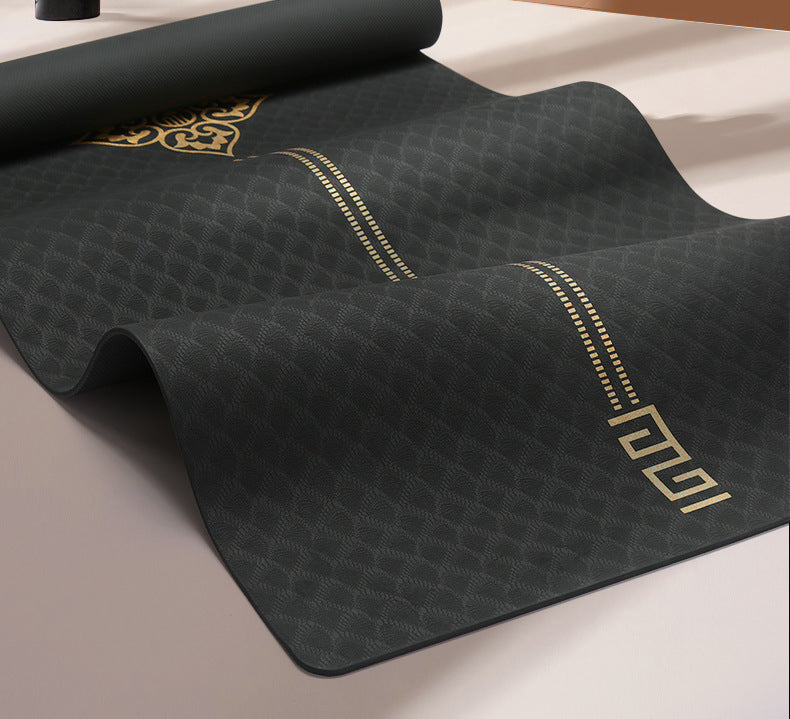 Yoga Mat black with gold TPE 6mm Mimfurn