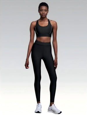 Set leggings + sports bra color-blocking -Black Mimfurn