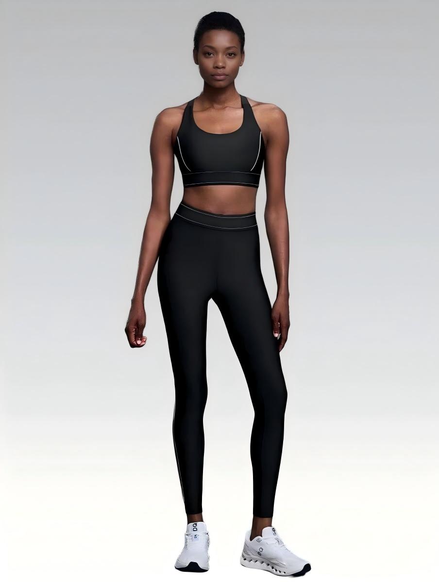 Set leggings + sports bra color-blocking -Black Mimfurn
