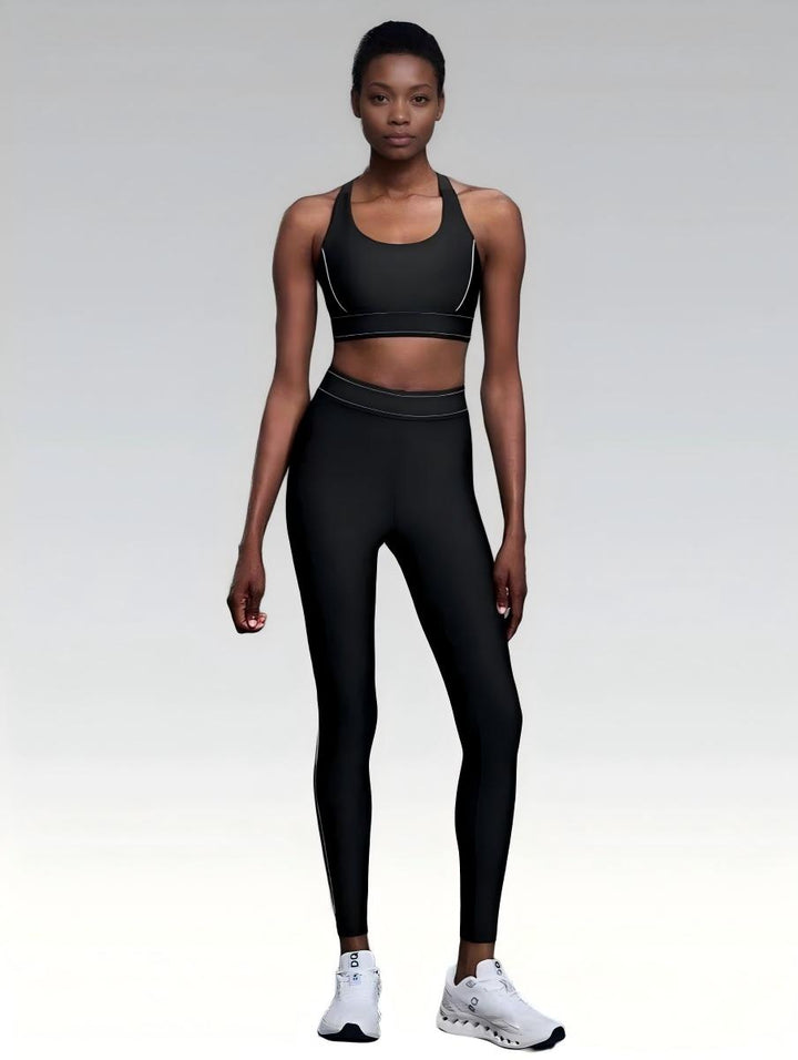 Set leggings + sports bra color-blocking -Black Mimfurn