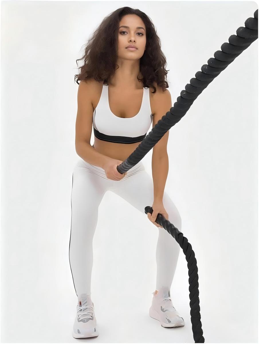 Set leggings + sports bra color-blocking -White Mimfurn