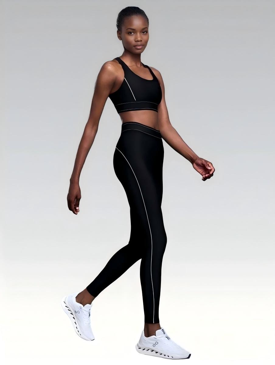 Set leggings + sports bra color-blocking -Black Mimfurn