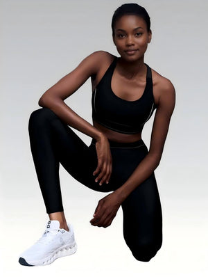 Set leggings + sports bra color-blocking -Black Mimfurn