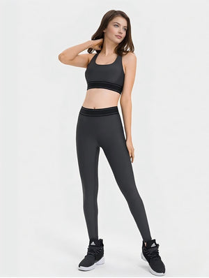 Set leggings + sports bra color-blocking Grey Mimfurn
