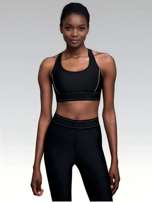 Set leggings + sports bra color-blocking -Black Mimfurn