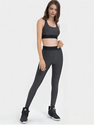 Set leggings + sports bra color-blocking Grey Mimfurn