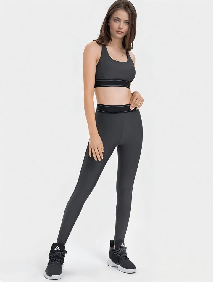 Set leggings + sports bra color-blocking Grey Mimfurn