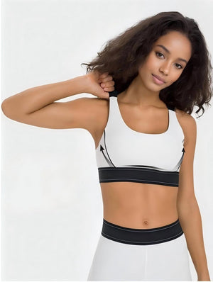 Set leggings + sports bra color-blocking -White Mimfurn