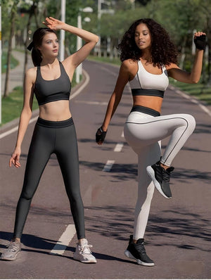 Set leggings + sports bra color-blocking Grey Mimfurn