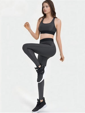 Set leggings + sports bra color-blocking Grey Mimfurn