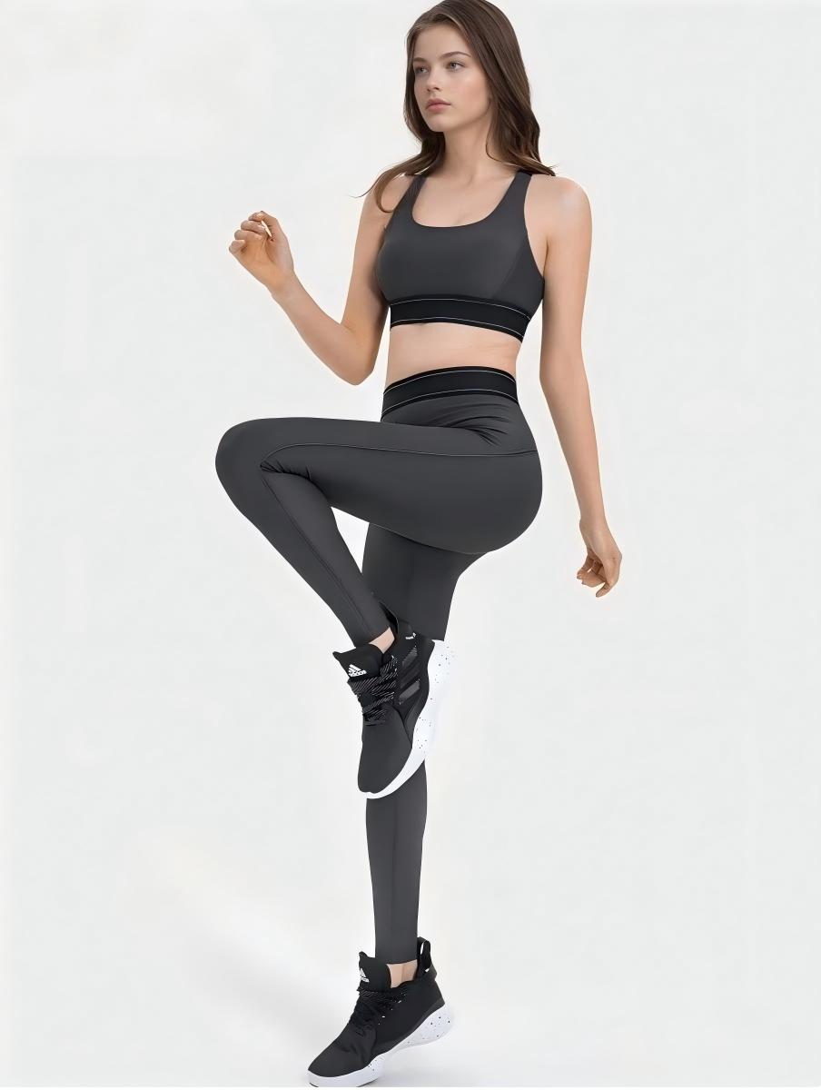 Set leggings + sports bra color-blocking Grey Mimfurn