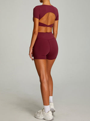 Women's  Gym Shorts Booty V Cross Spandex Mimfurn