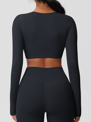 Yoga Long Sleeved Tops-Black Mimfurn