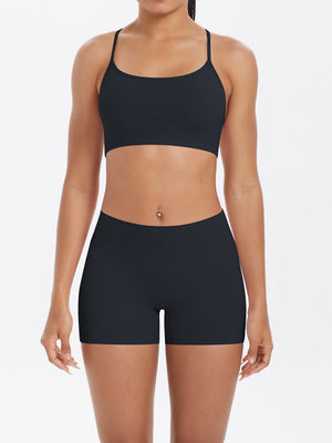 Set Scrunch Shorts + Sports Bra Braided Black MIMFURN