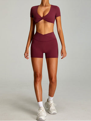 Women's  Gym Shorts Booty V Cross Spandex Mimfurn