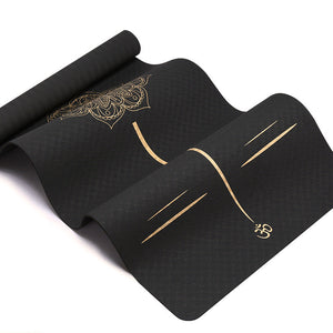 Yoga Mat black with gold TPE 6mm Mimfurn