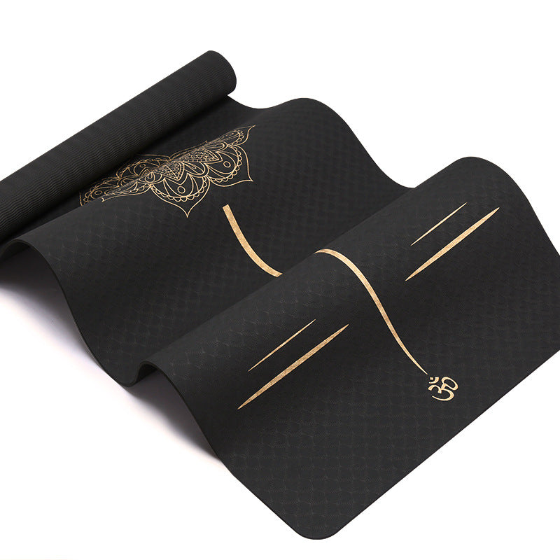 Yoga Mat black with gold TPE 6mm Mimfurn