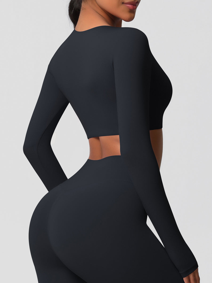 Yoga Long Sleeved Tops-Black Mimfurn