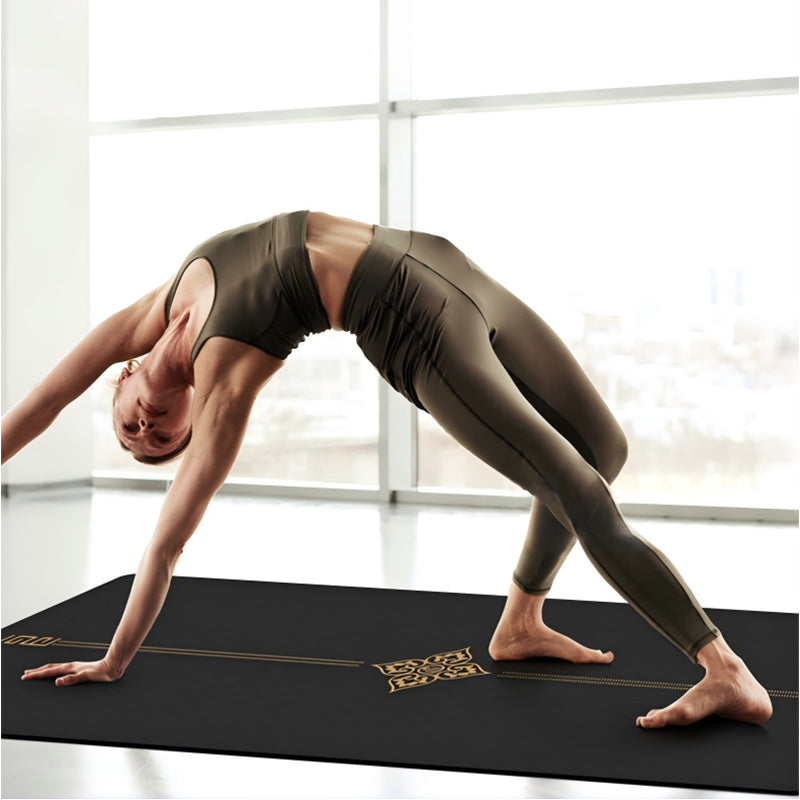 Yoga Mat black with gold TPE 6mm Mimfurn