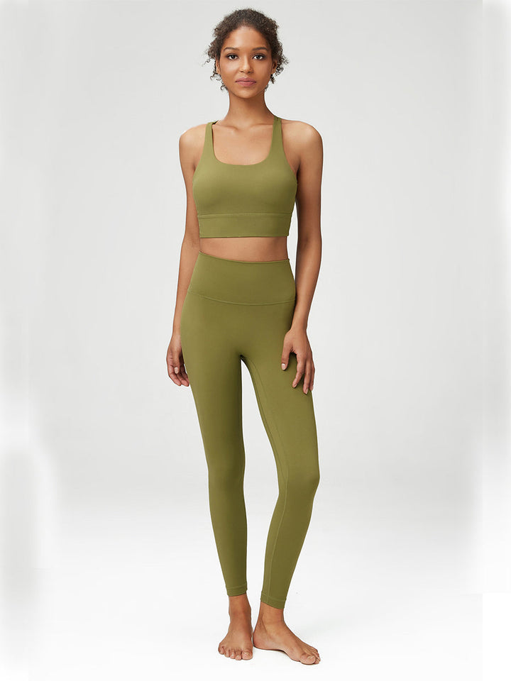 High-Waisted 7/8 Yula Luxe Yoga Leggings-Leaf Mimfurn