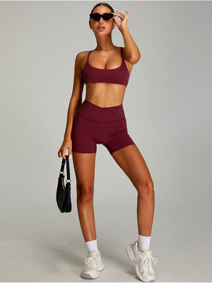 Women's  Gym Shorts Booty V Cross Spandex Mimfurn