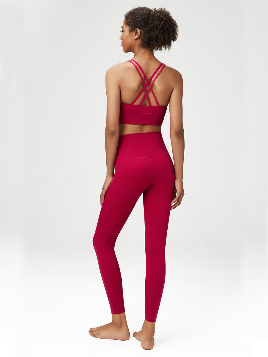 High-Waisted 7/8 Yula Luxe Yoga Leggings-Red Mimfurn