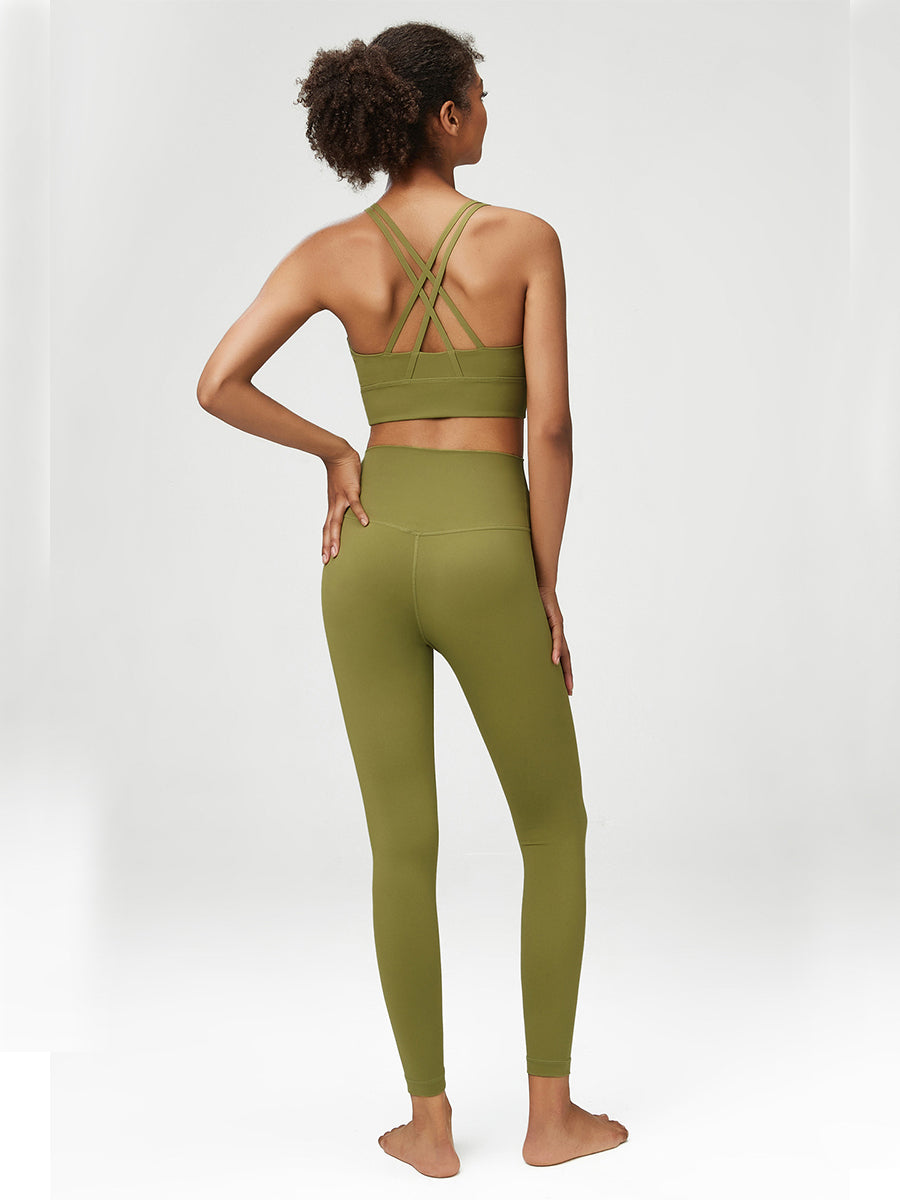 High-Waisted 7/8 Yula Luxe Yoga Leggings-Leaf Mimfurn