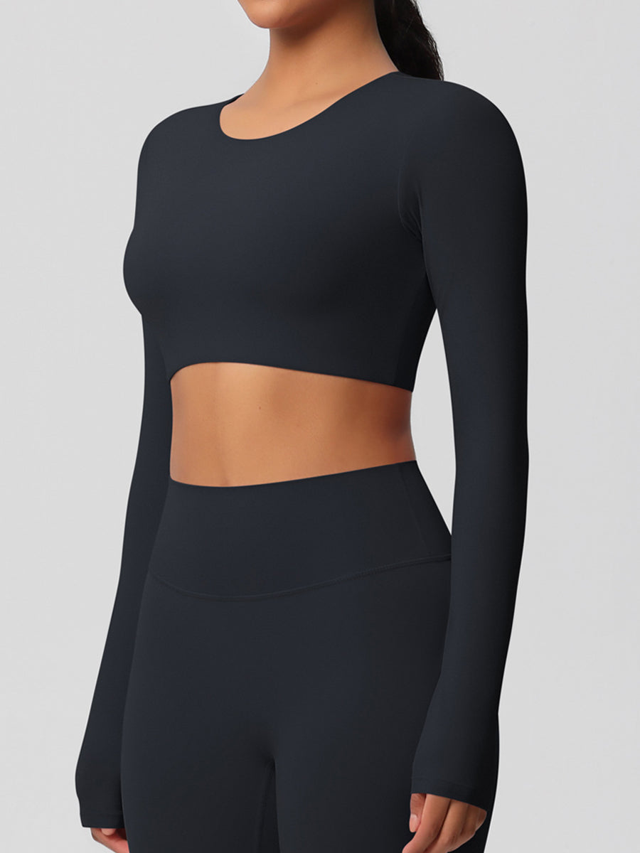 Yoga Long Sleeved Tops-Black Mimfurn