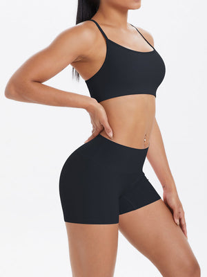 Set Scrunch Shorts + Sports Bra Braided Black MIMFURN