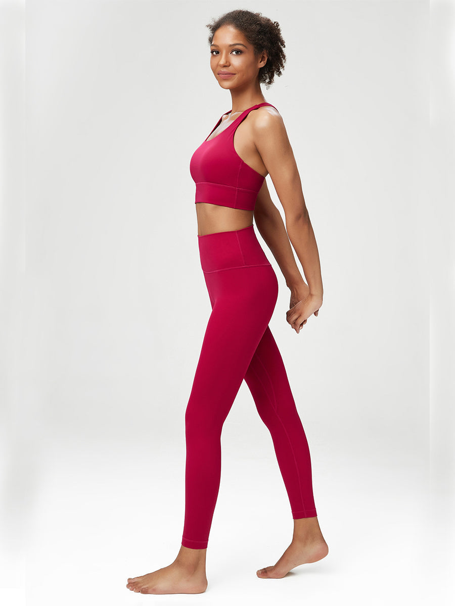 High-Waisted 7/8 Yula Luxe Yoga Leggings-Red Mimfurn