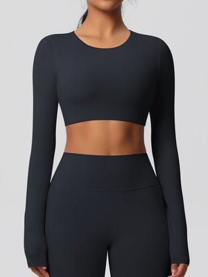 Yoga Long Sleeved Tops-Black Mimfurn