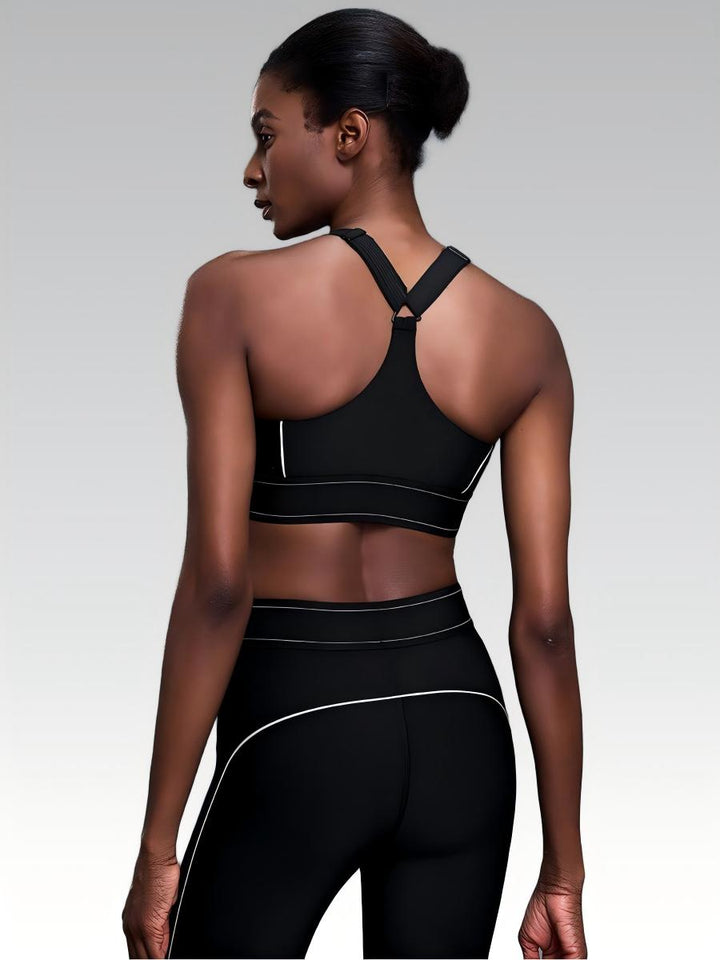 Set leggings + sports bra color-blocking -Black Mimfurn
