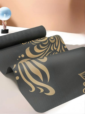 Yoga Mat black with gold TPE 6mm Mimfurn