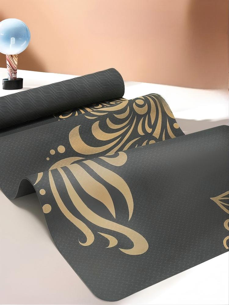 Yoga Mat black with gold TPE 6mm Mimfurn