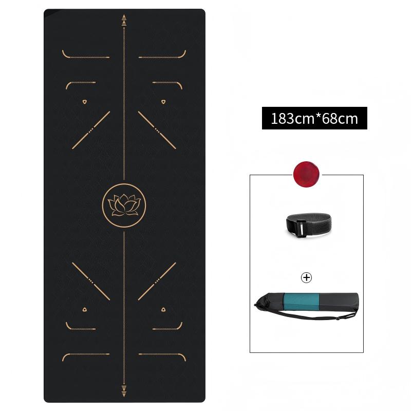 Yoga Mat black with gold TPE 6mm Mimfurn