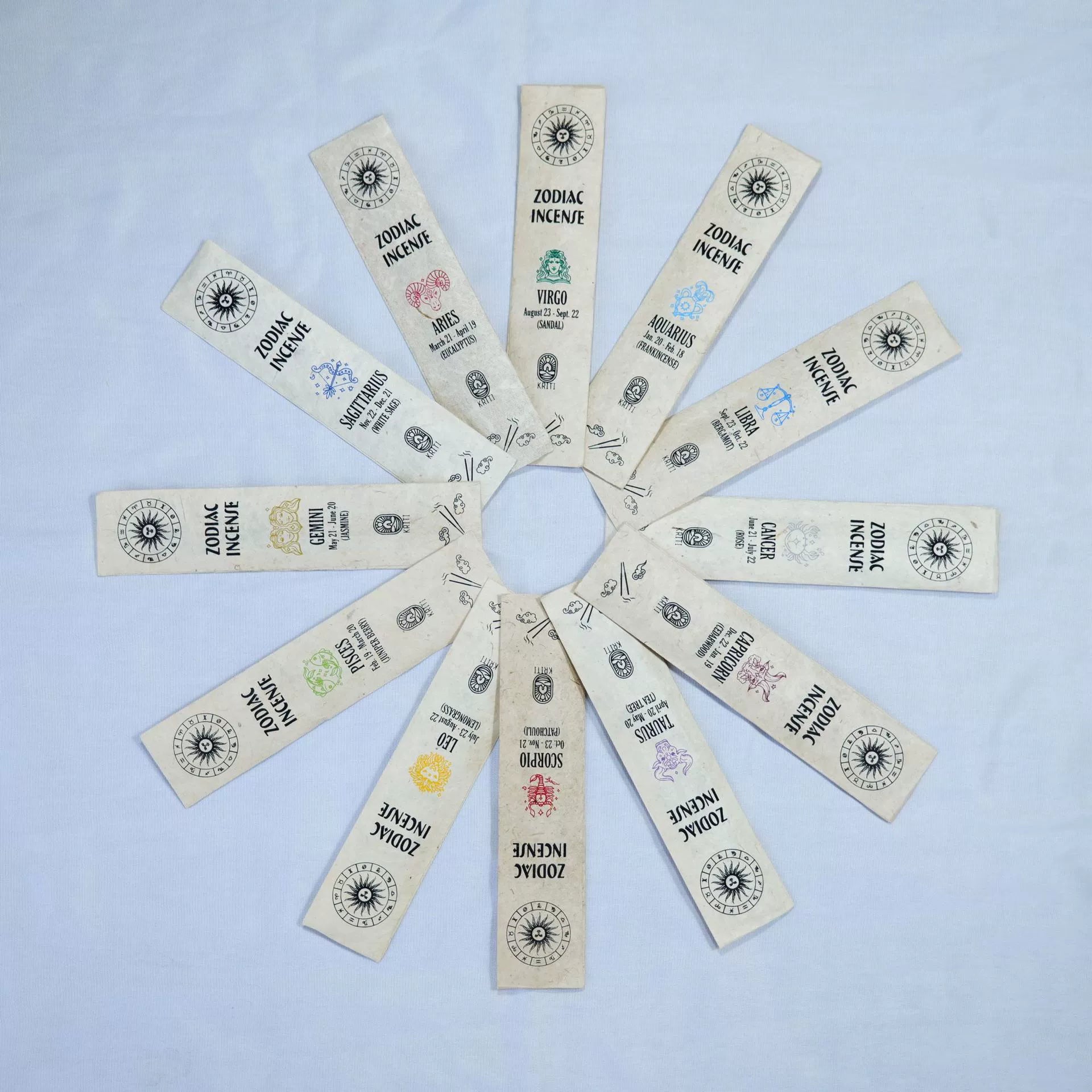 12 Zodiac Incense Sticks(Set of 12 Packs) Mimfurn