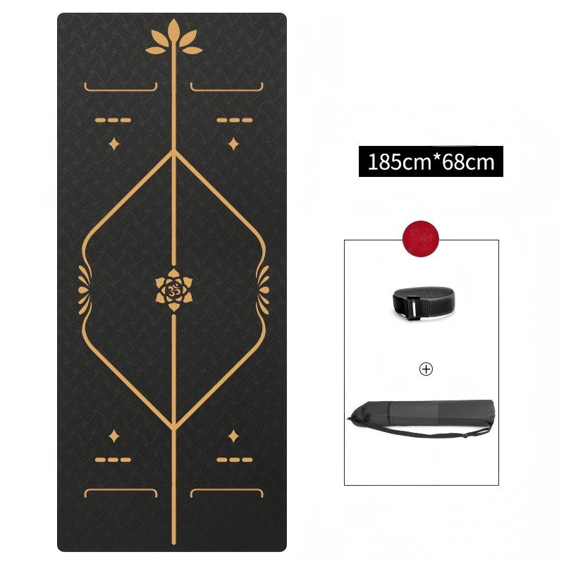 Yoga Mat black with gold TPE 6mm Mimfurn
