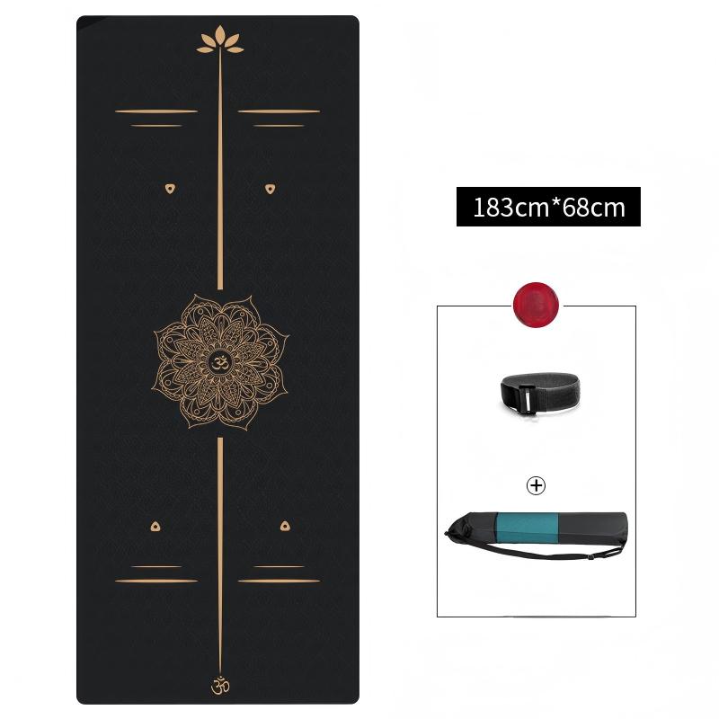 Yoga Mat black with gold TPE 6mm Mimfurn